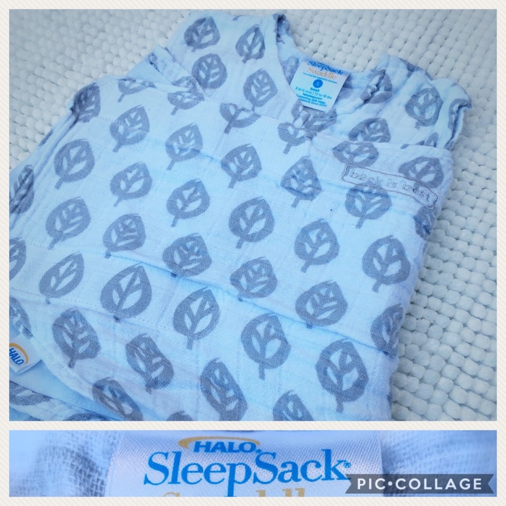 VGUC Muslin Gray Leaf Swaddle SleepSack by Halo